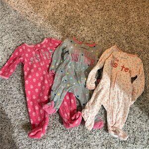 Little Sister Baby Sleepers - Pink, Gray, Cream